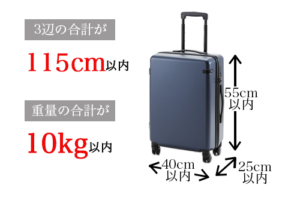 機内持ち込み可能なスーツケースには、決まったサイズがある